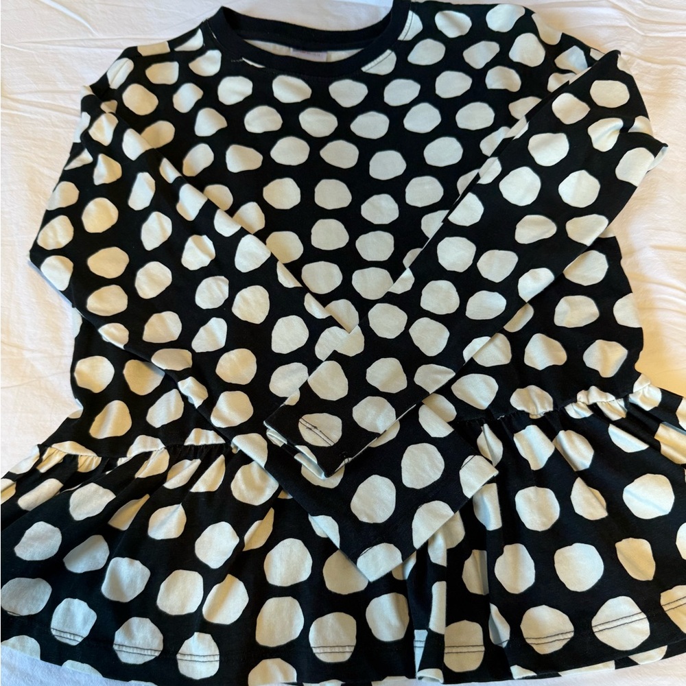 Hanna Andersson Black and Cream Polka Dot Long Sleeve Shirt